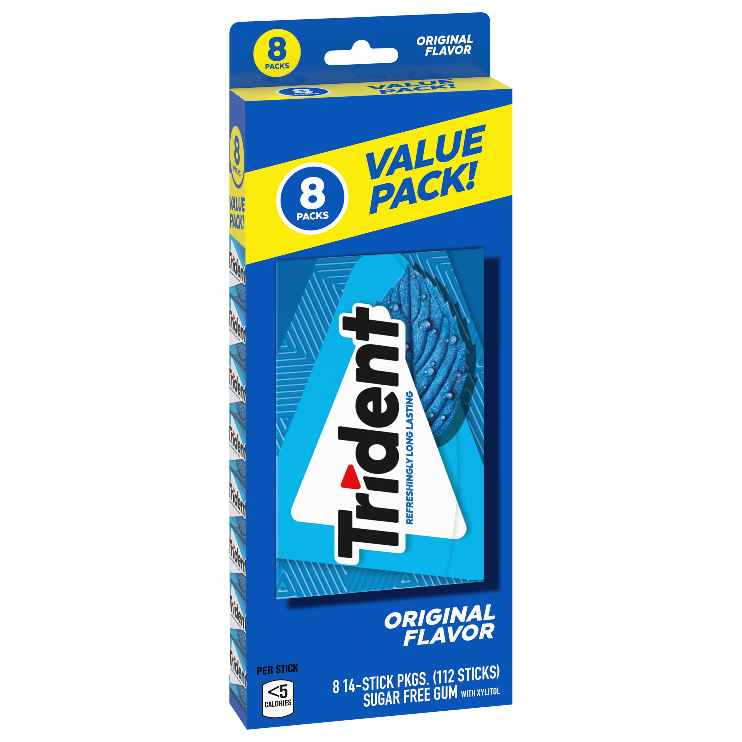 Trident Original Sugar Free Gum, Value Pack, 8 Packs of 14 Regular Size Pieces (112 Total Pieces) thumbnail 2