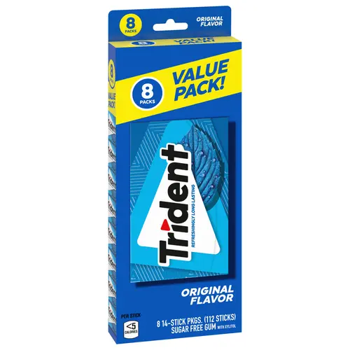 Trident Original Sugar Free Gum, Value Pack, 8 Packs of 14 Regular Size Pieces (112 Total Pieces) thumbnail 2