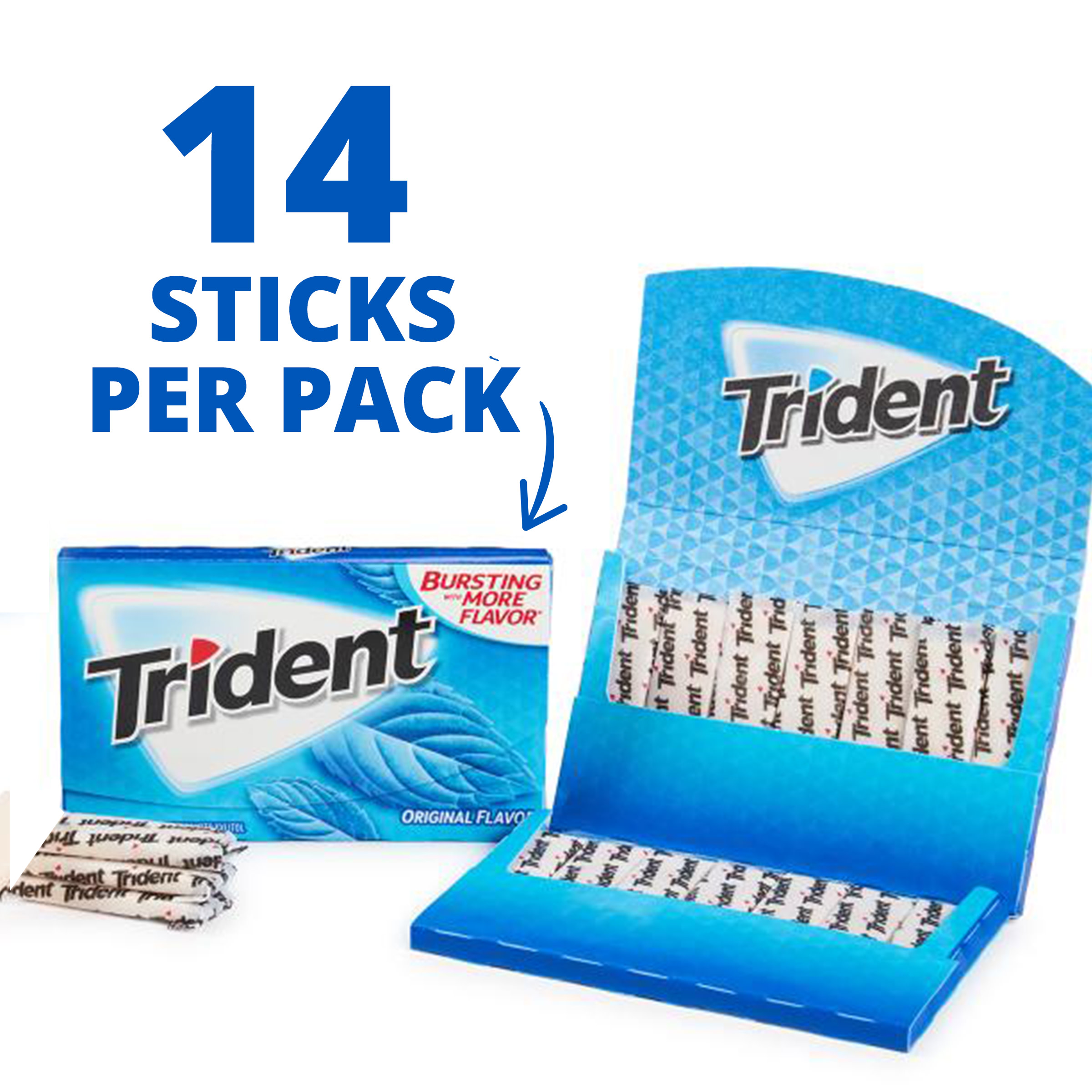 Trident Original Sugar Free Gum, Value Pack, 8 Packs of 14 Regular Size Pieces (112 Total Pieces) thumbnail 4