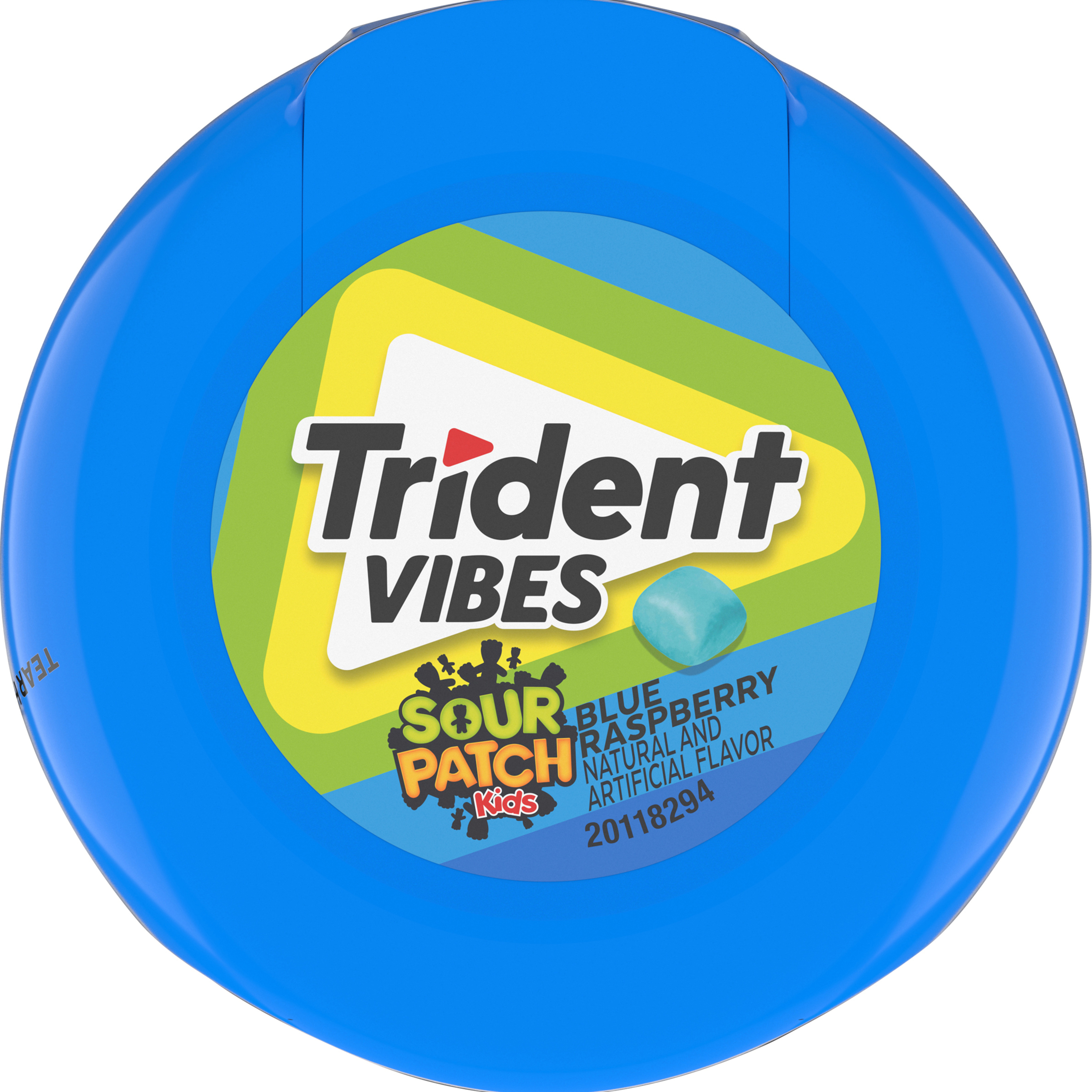 Trident Vibes Sour Patch Kids Sugar Free Gum, Blue Raspberry, Regular Size, 40 Piece Bottle thumbnail 3