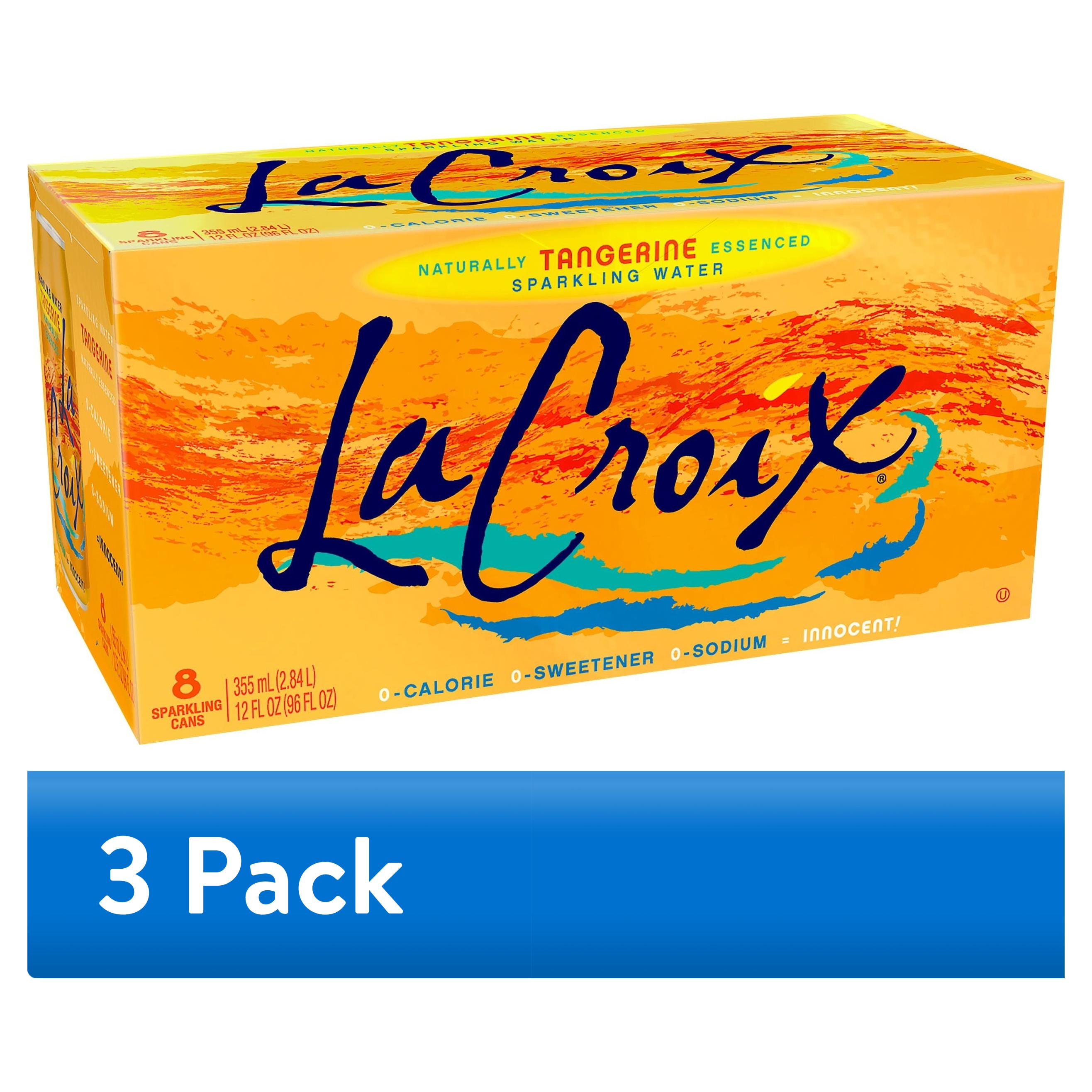(3 pack) LaCroix Tangerine Sparkling Water, 12 Fl. Oz., 8 Count