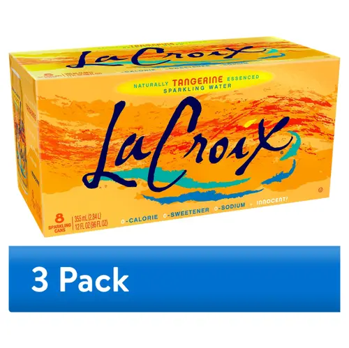 (3 pack) LaCroix Tangerine Sparkling Water, 12 Fl. Oz., 8 Count