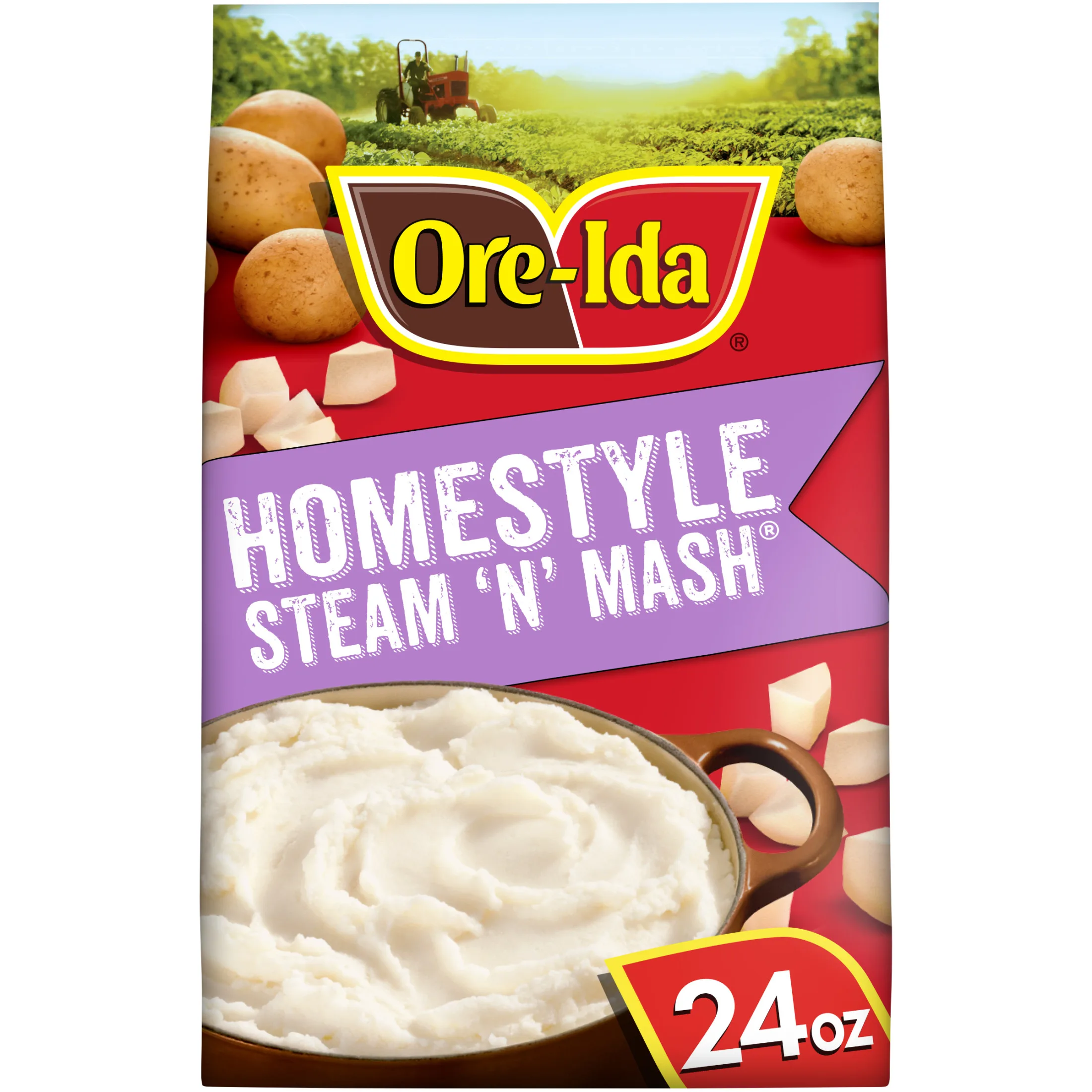 Ore-Ida Homestyle Steam 'N' Mash Recipe Ready Pre-Cut Russet Potatoes Frozen Side Dish, 24 oz Bag