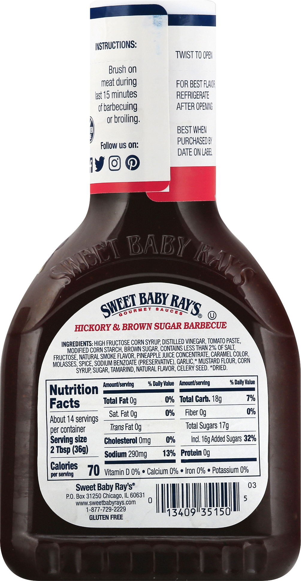 Sweet Baby Ray's Hickory & Brown Sugar Barbecue Sauce 18 oz thumbnail 3