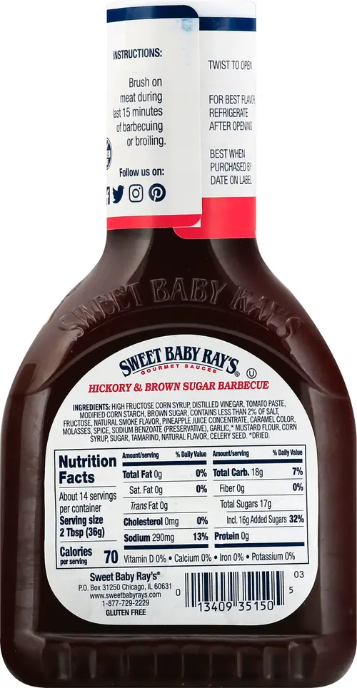 Sweet Baby Ray's Hickory & Brown Sugar Barbecue Sauce 18 oz thumbnail 3