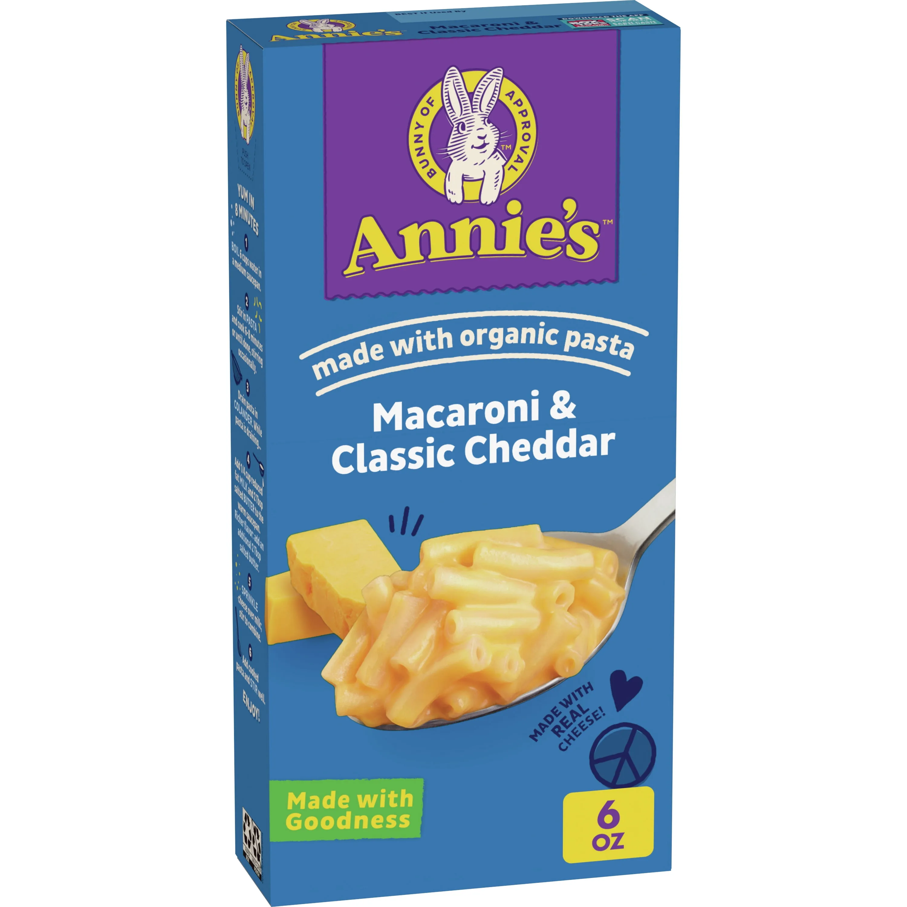 Annie's Macaroni and Classic Cheddar with Organic Pasta, Made with Real Cheese, 6 oz