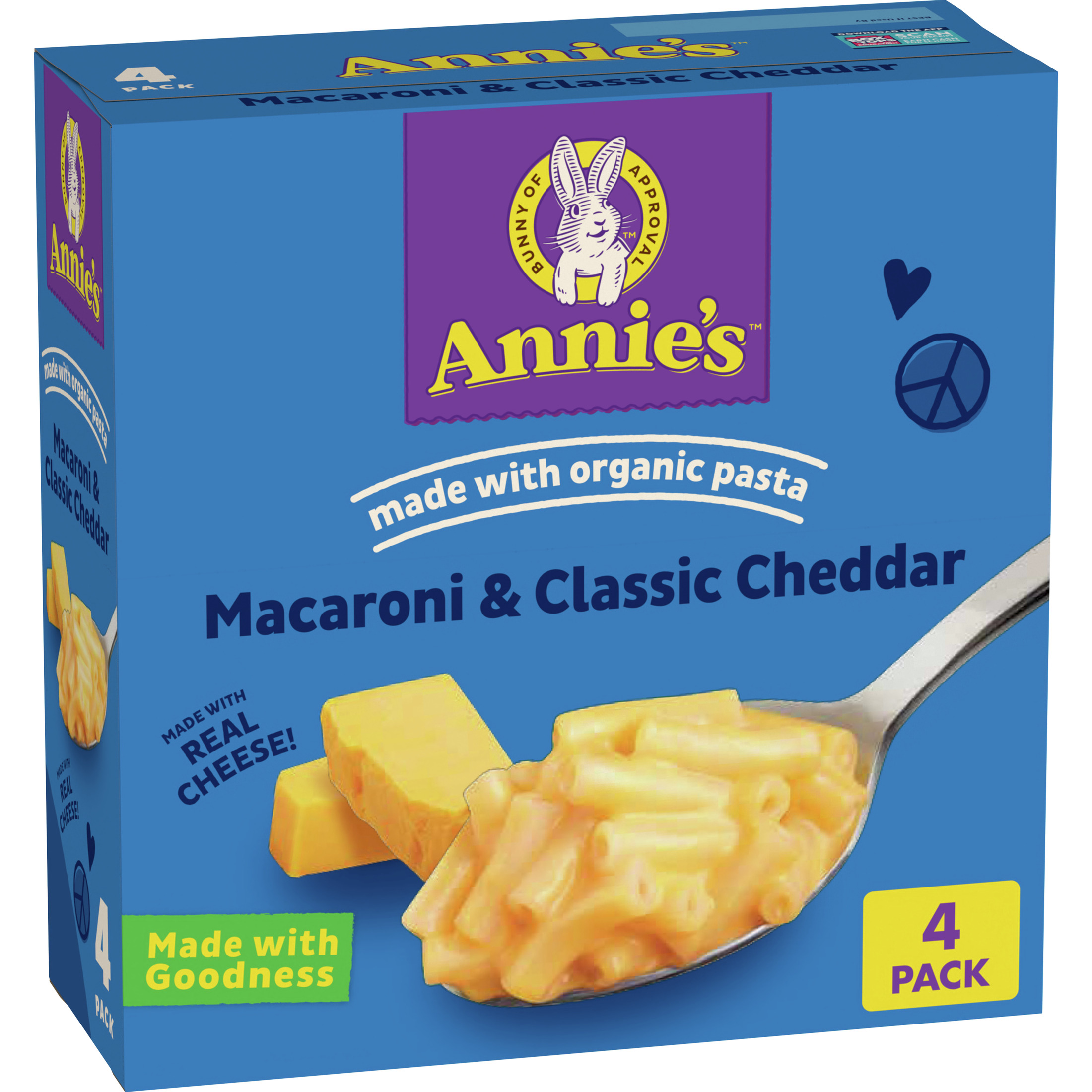 Annie's Macaroni and Cheese, Classic Cheddar with Organic Pasta, 4 Ct, 24 oz thumbnail 2