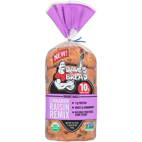 Dave's Killer Bread Cinnamon Raisin Remix Organic Bagels, 16.75 Oz., 5 Ct, Shelf-Stable thumbnail 2