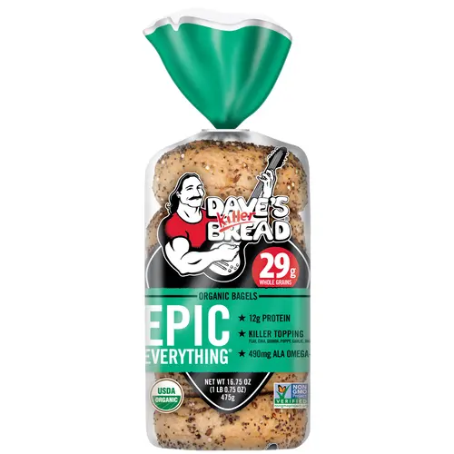 Dave's Killer Bread Epic Everything Organic Bagels, 16.75 oz, 5 Ct, Shelf-Stable
