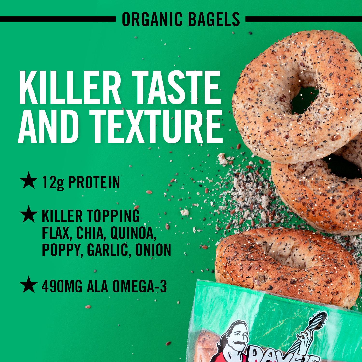 Dave's Killer Bread Epic Everything Organic Bagels, 16.75 oz, 5 Ct, Shelf-Stable thumbnail 3