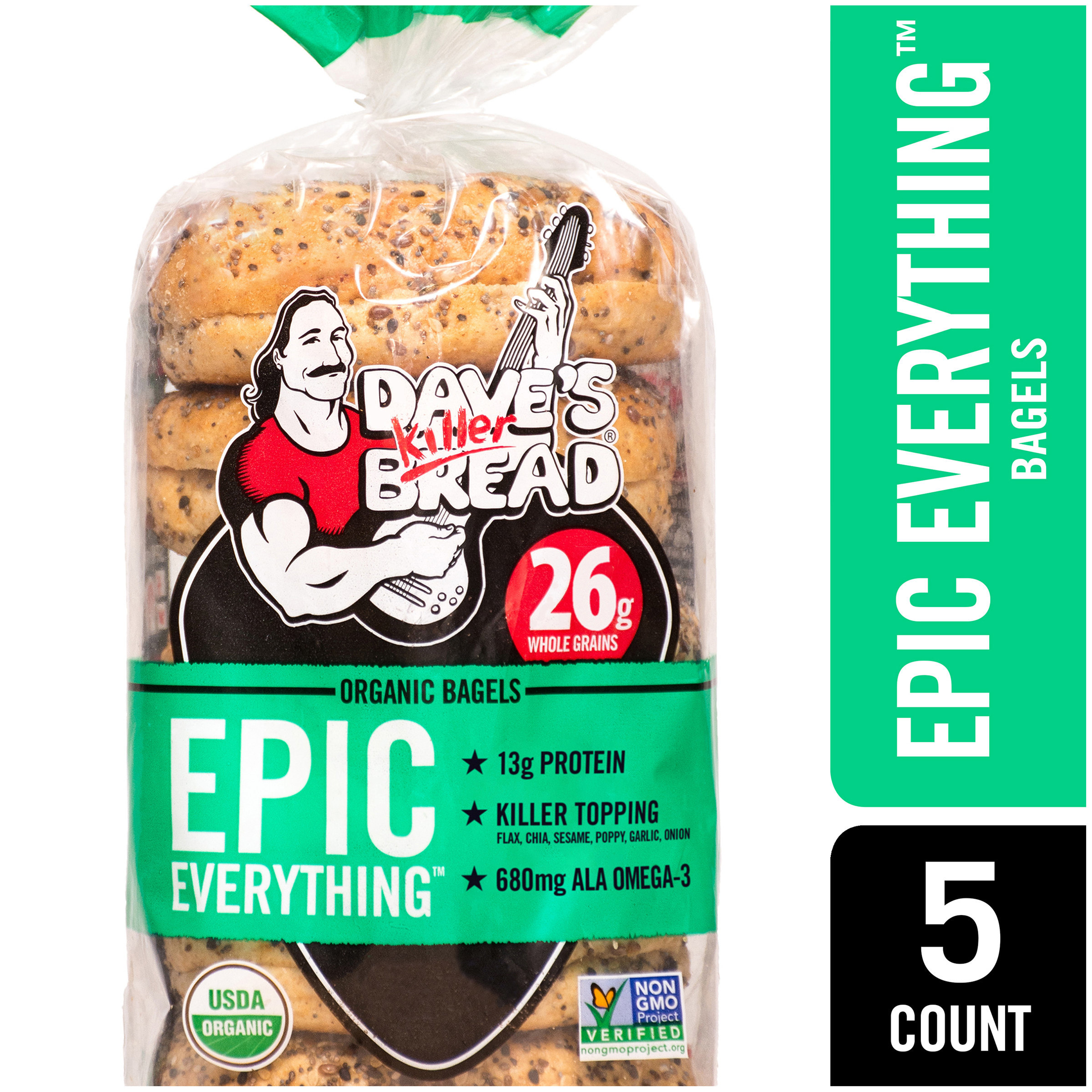 Dave's Killer Bread Epic Everything Organic Bagels, 16.75 oz, 5 Ct, Shelf-Stable thumbnail 4