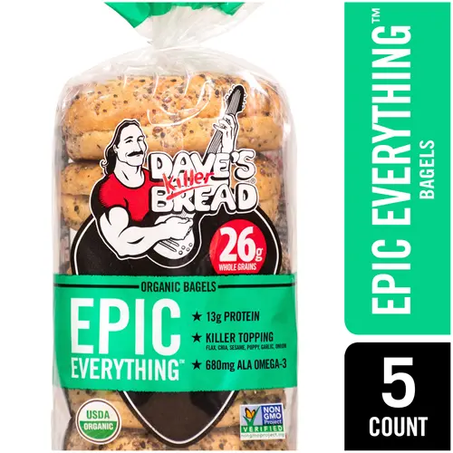 Dave's Killer Bread Epic Everything Organic Bagels, 16.75 oz, 5 Ct, Shelf-Stable thumbnail 4