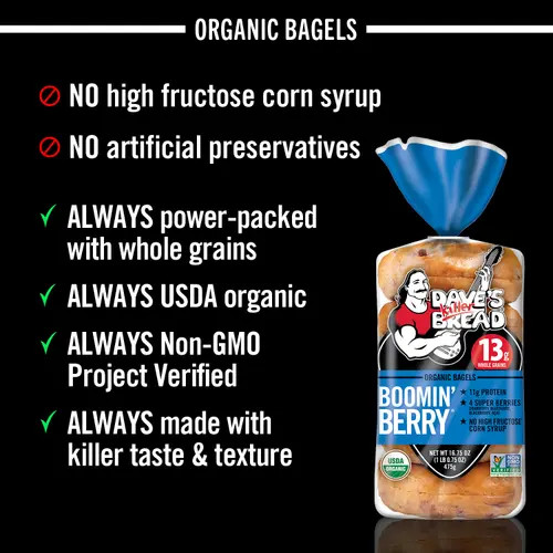 Dave's Killer Bread Boomin' Berry Organic Bagels, 16.75 oz, 5 Ct, Shelf-Stable thumbnail 4