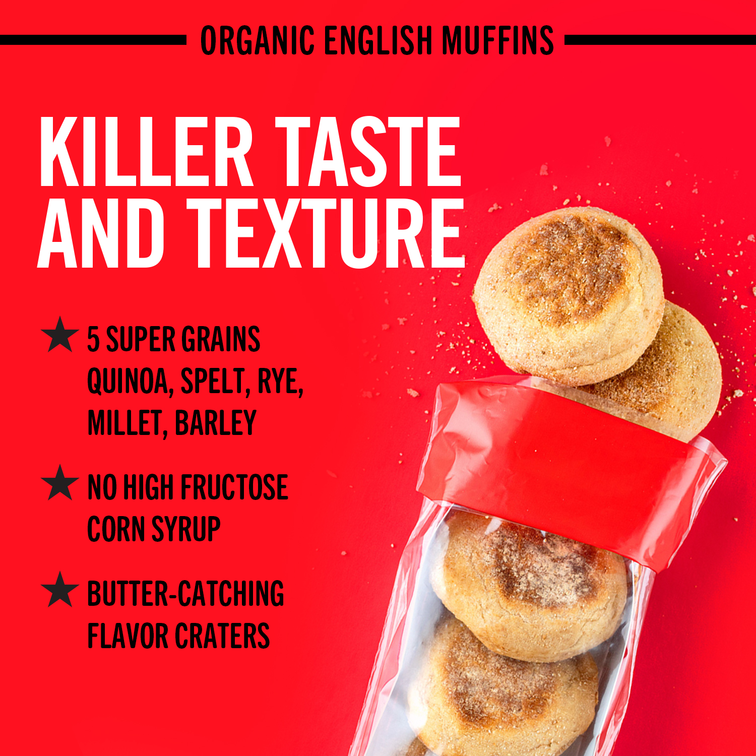 Dave's Killer Bread Killer Classic English Muffins, Organic English Muffins, 6 Ct, Shelf-Stable thumbnail 3