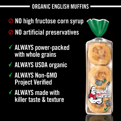 Dave's Killer Bread Rockin' Grains English Muffins, Organic Whole Grain English Muffins, 6 Count thumbnail 4