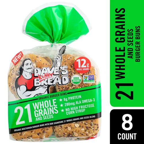 Dave's Killer Bread 21 Whole Grains and Seeds Organic Hamburger Buns,  8 Count, Shelf-Stable thumbnail 2
