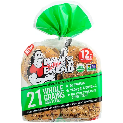 Dave's Killer Bread 21 Whole Grains and Seeds Organic Hamburger Buns,  8 Count, Shelf-Stable thumbnail 3