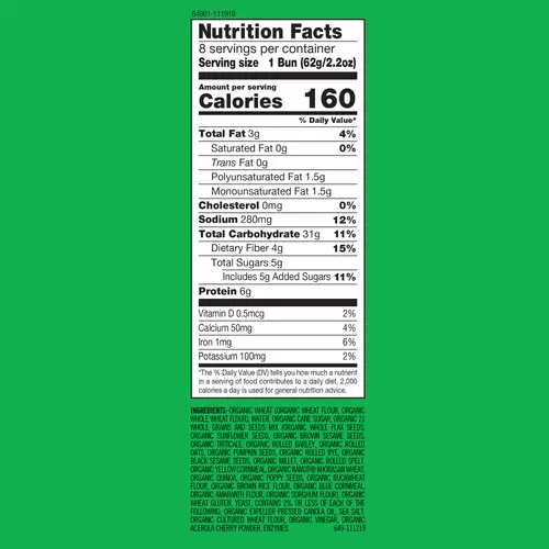 Dave's Killer Bread 21 Whole Grains and Seeds Organic Hamburger Buns,  8 Count, Shelf-Stable thumbnail 4