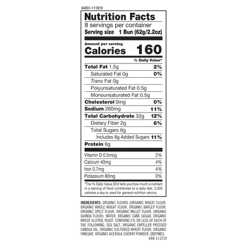 Dave's Killer Bread Burger Buns Done Right, Organic Hamburger Buns, 8 Ct,  17.6 oz, Shelf-Stable thumbnail 3