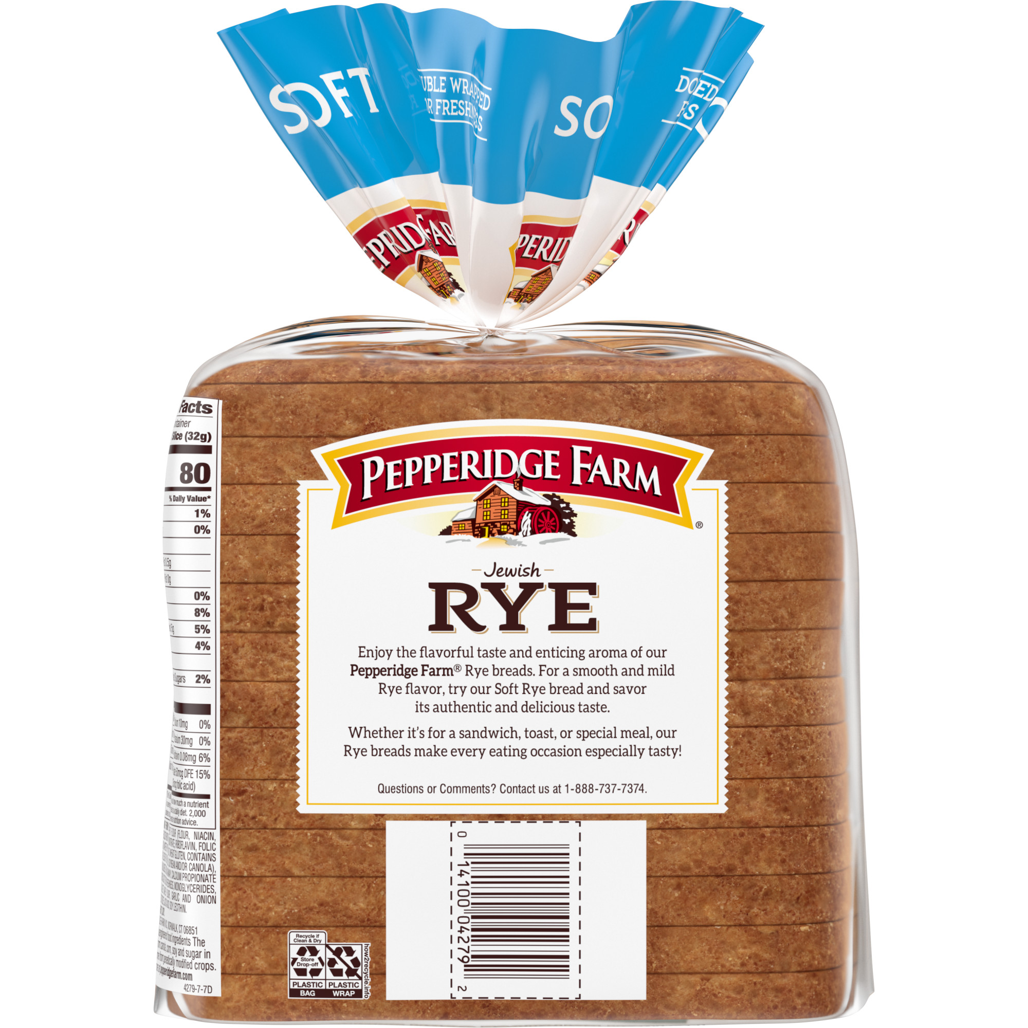 Pepperidge Farm Jewish Rye Soft Rye Bread, 16 oz. Bag thumbnail 3