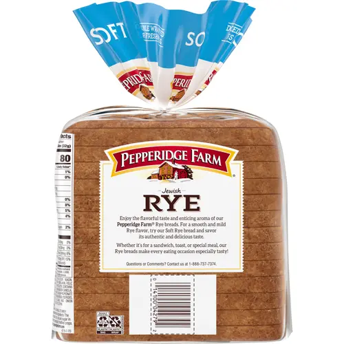 Pepperidge Farm Jewish Rye Soft Rye Bread, 16 oz. Bag thumbnail 3