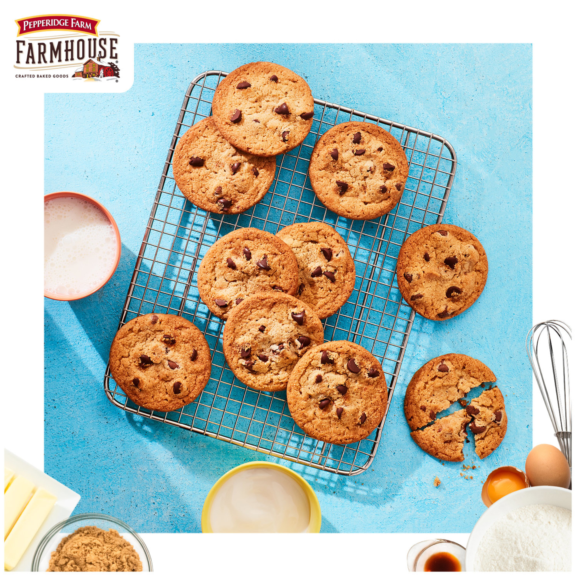 Pepperidge Farm Farmhouse Thin and Crispy Milk Chocolate Chip Cookies, 6.9 oz Bag (14 Cookies) thumbnail 3