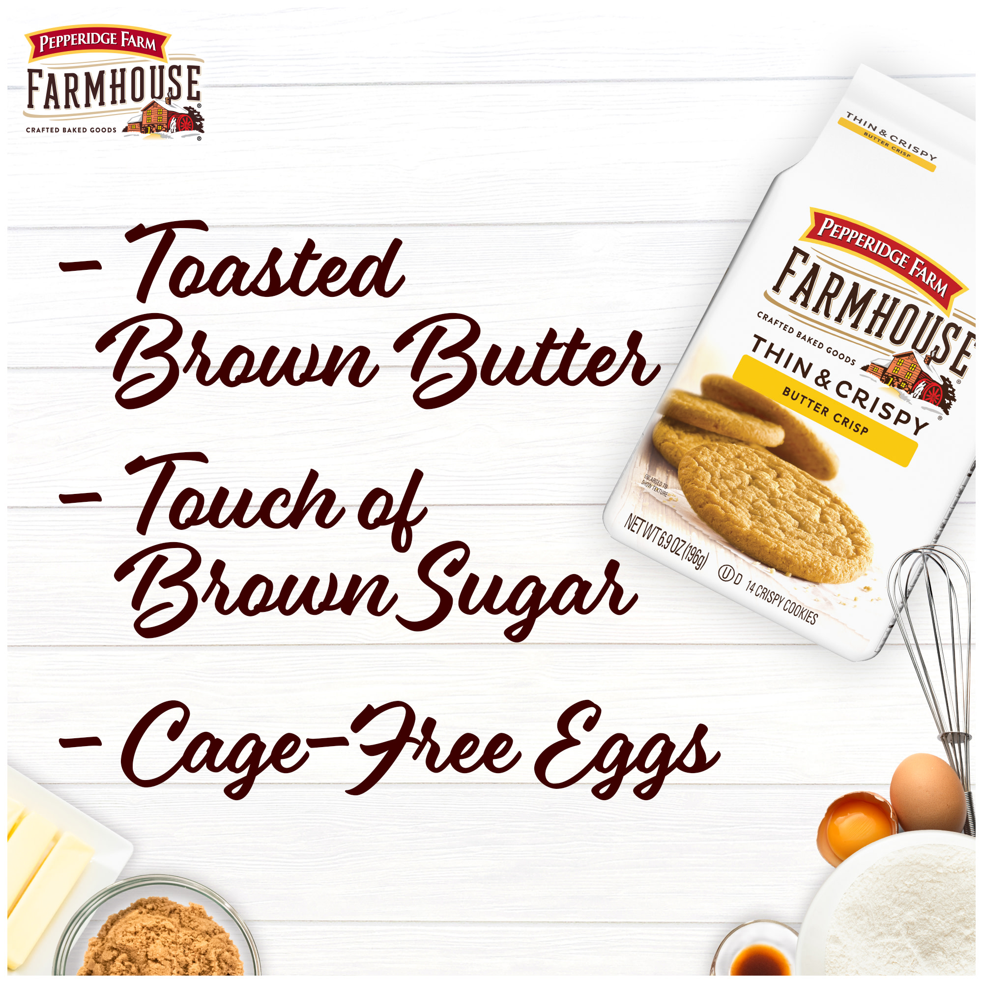 Pepperidge Farm Farmhouse Thin & Crispy Butter Crisp Cookies, 6.9 oz Bag thumbnail 2