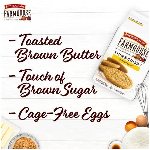 Pepperidge Farm Farmhouse Thin & Crispy Butter Crisp Cookies, 6.9 oz Bag thumbnail 2