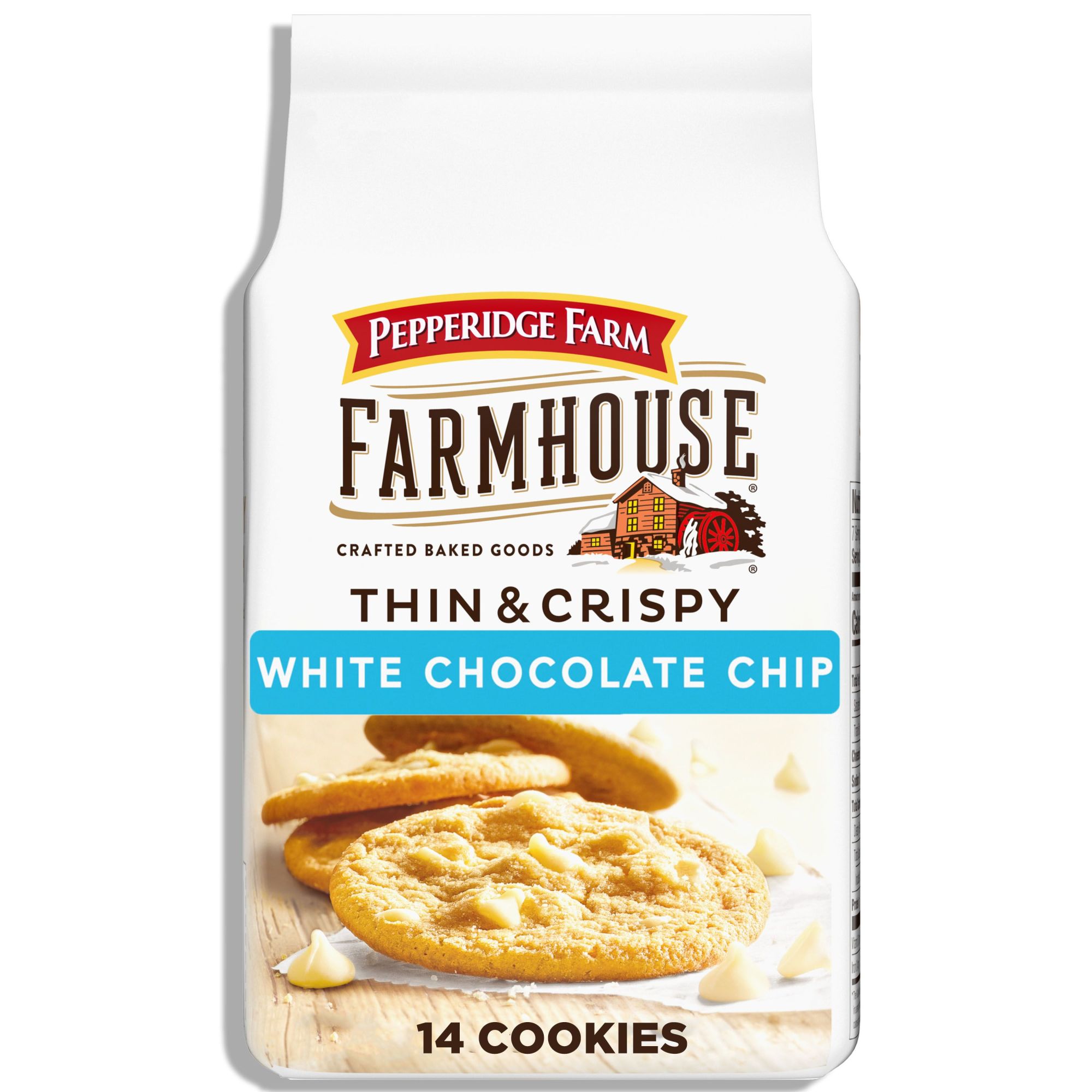 Pepperidge Farm Farmhouse Thin & Crispy White Chocolate Chip Cookies, 6.9 oz Bag