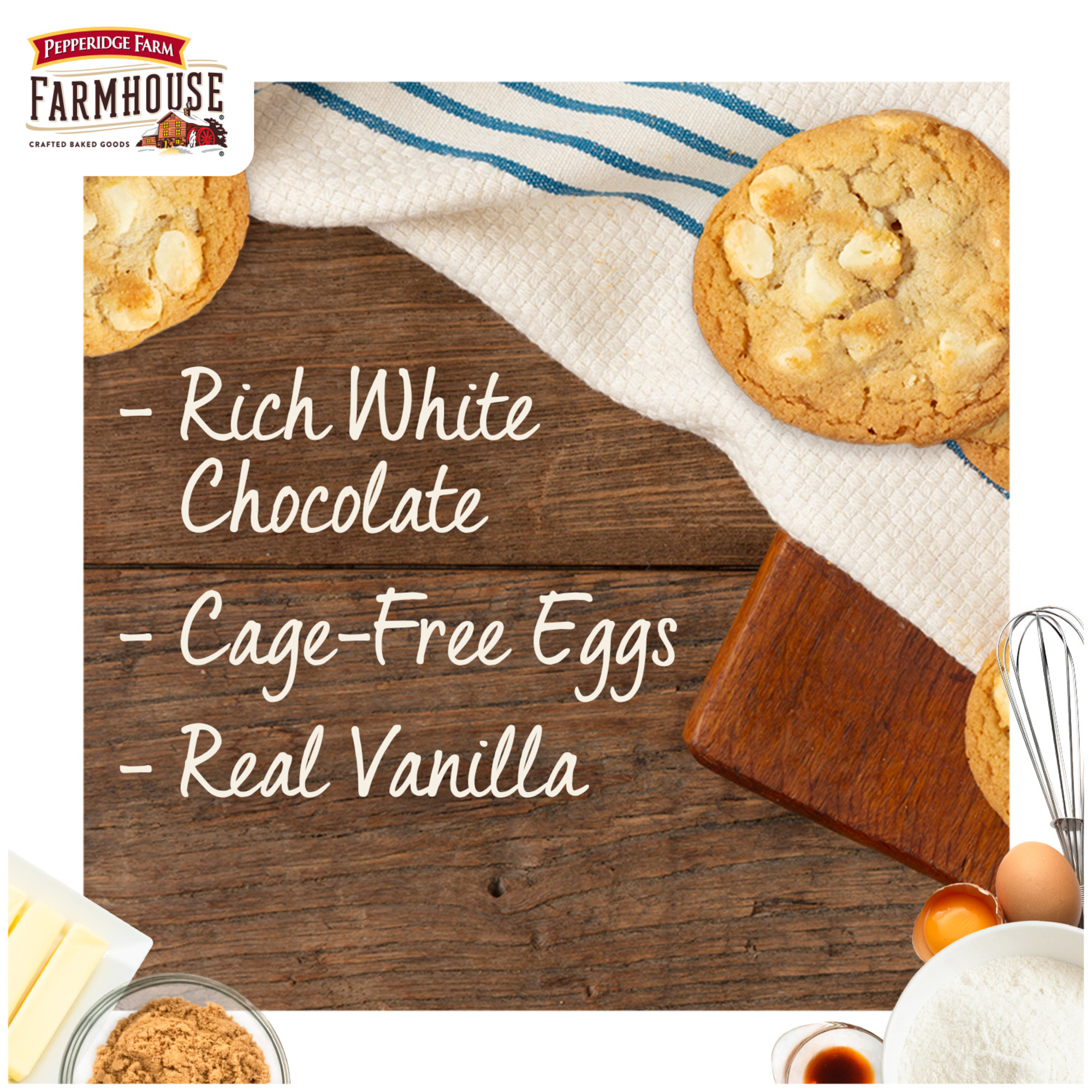Pepperidge Farm Farmhouse Thin & Crispy White Chocolate Chip Cookies, 6.9 oz Bag thumbnail 2