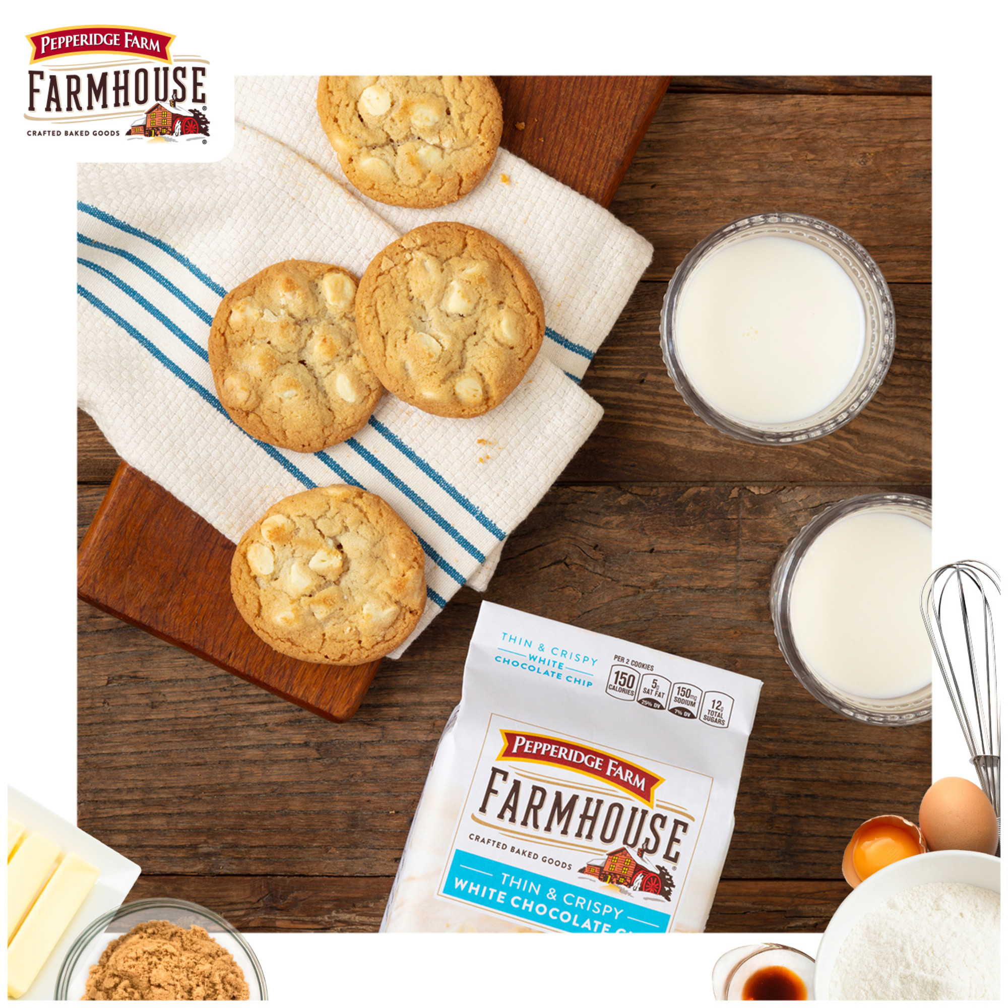 Pepperidge Farm Farmhouse Thin & Crispy White Chocolate Chip Cookies, 6.9 oz Bag thumbnail 3