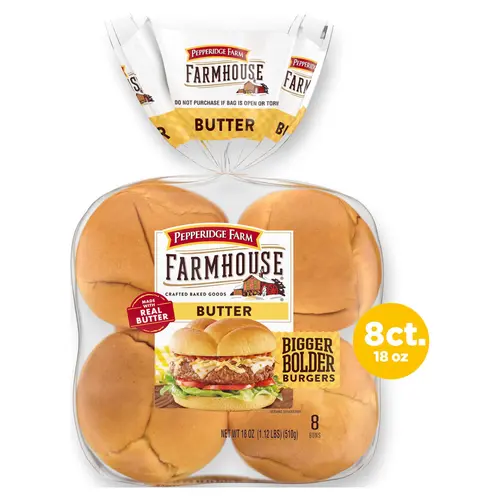 Pepperidge Farm Farmhouse Butter Hamburger Buns, 8-Pack Bag