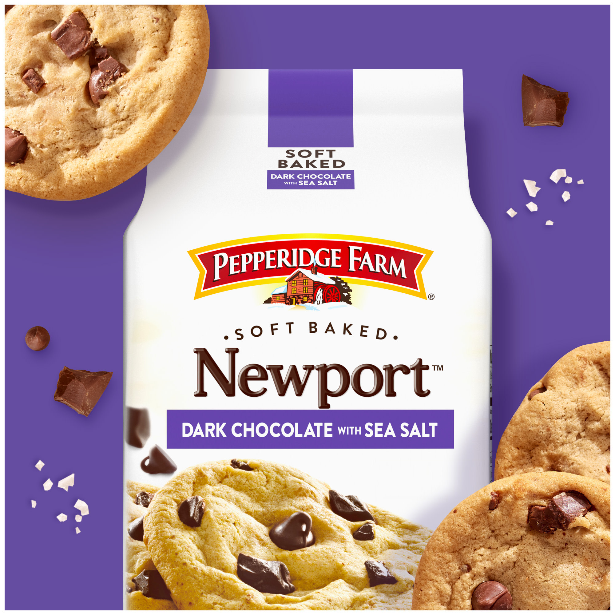Pepperidge Farm Soft Baked Newport Dark Chocolate Cookies with Sea Salt, 8.6 oz Bag (8 Cookies) thumbnail 2