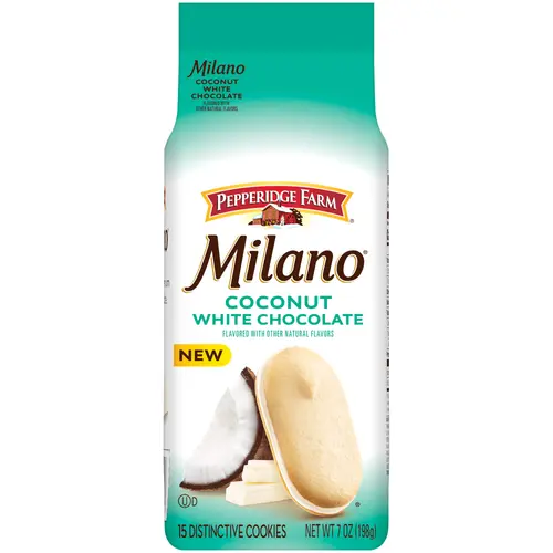 Pepperidge Farm Milano White Chocolate Coconut Flavored Cookies, 7 oz Bag
