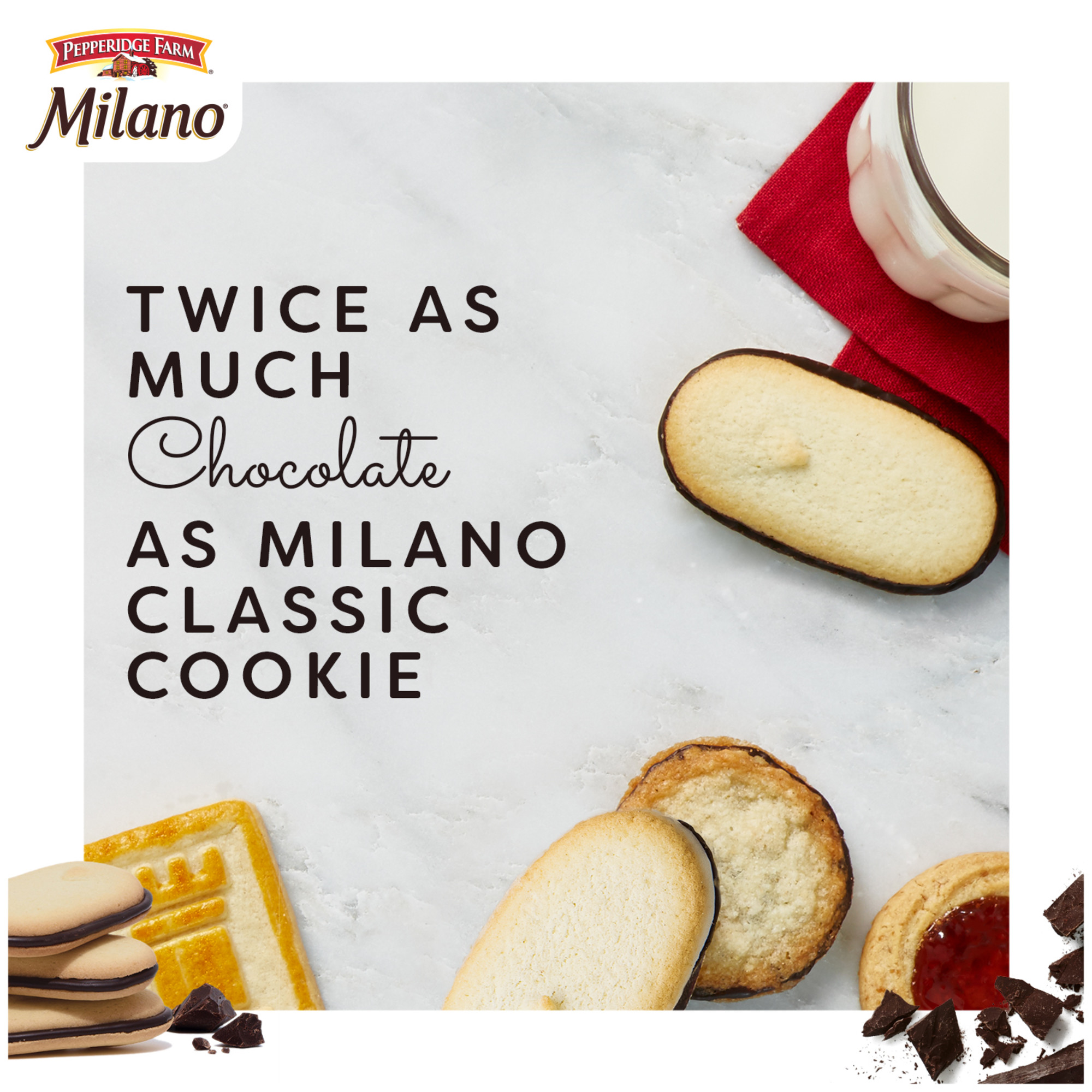 Pepperidge Farm Milano Double Dark Chocolate Cookies, 7.5 oz Bag (15 Cookies) thumbnail 2
