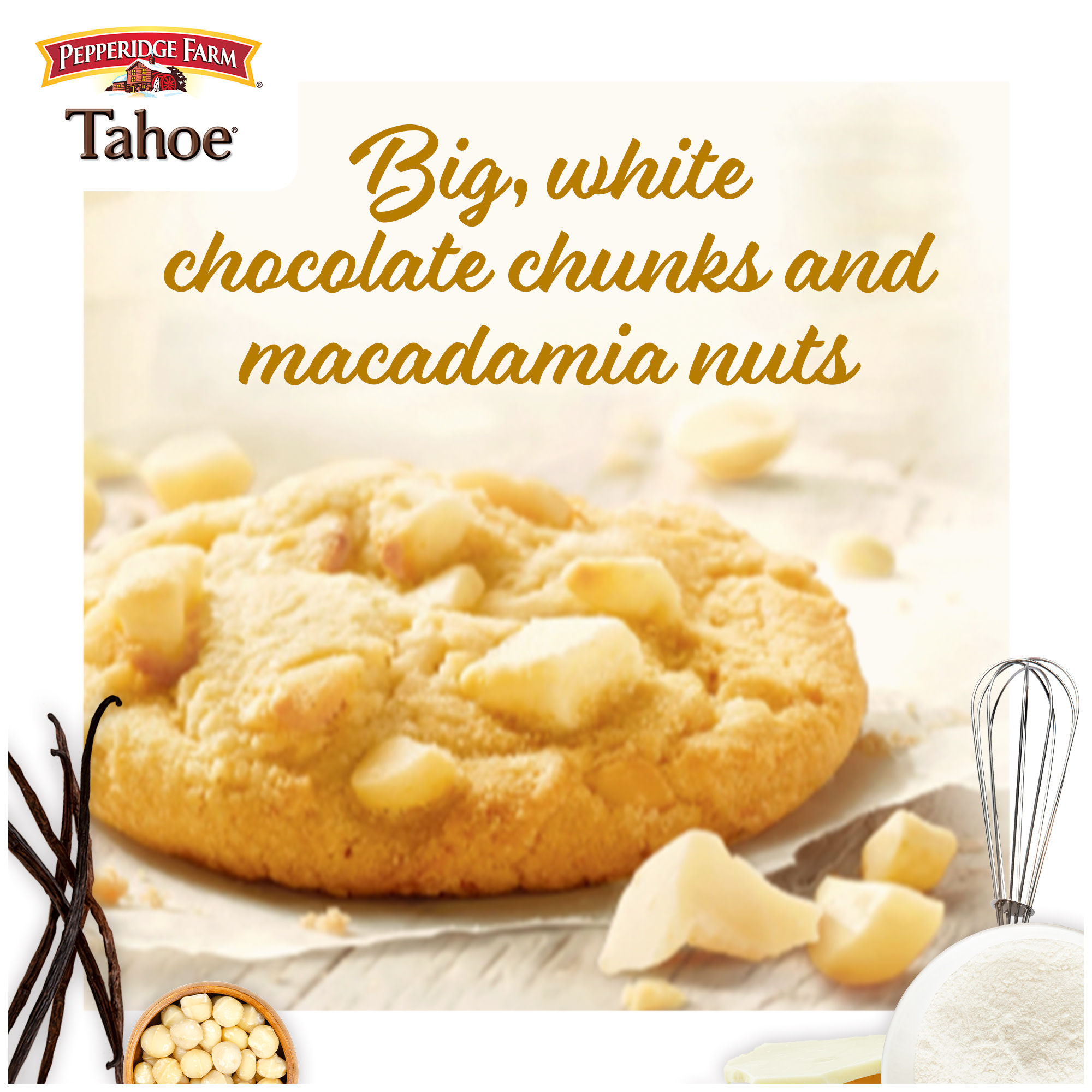 Pepperidge Farm Tahoe Crispy White Chocolate Macadamia Nut Cookies, 7.2 oz Bag (8 Cookies) thumbnail 2