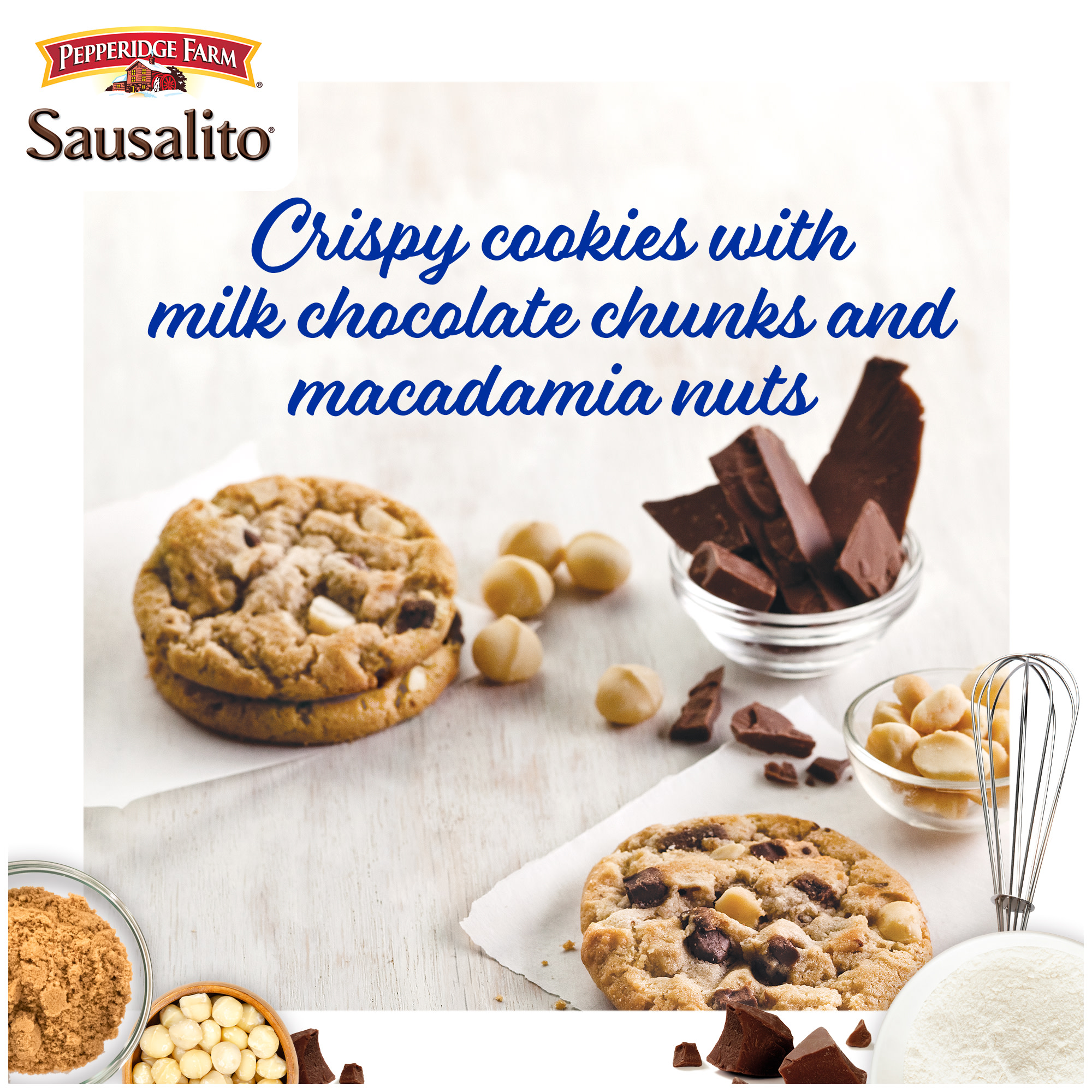 Pepperidge Farm Sausalito Crispy Milk Chocolate Macadamia Nut Cookies, 7.2 oz Bag (8 Cookies) thumbnail 2
