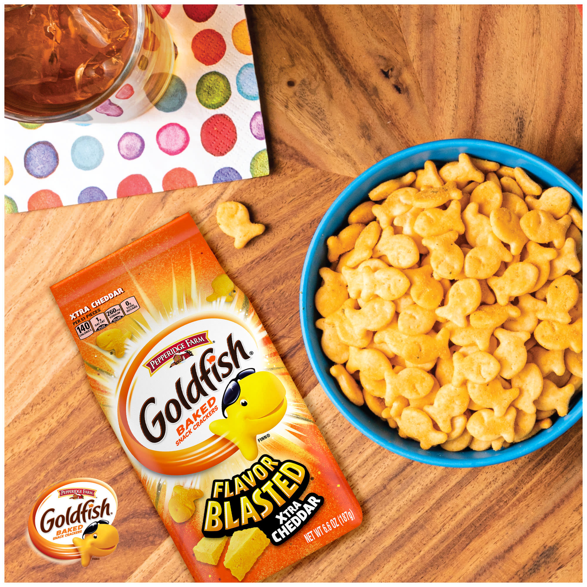 Goldfish Flavor Blasted Xtra Cheddar Cheese Crackers, Baked Snack Crackers, 6.6 oz Bag thumbnail 3