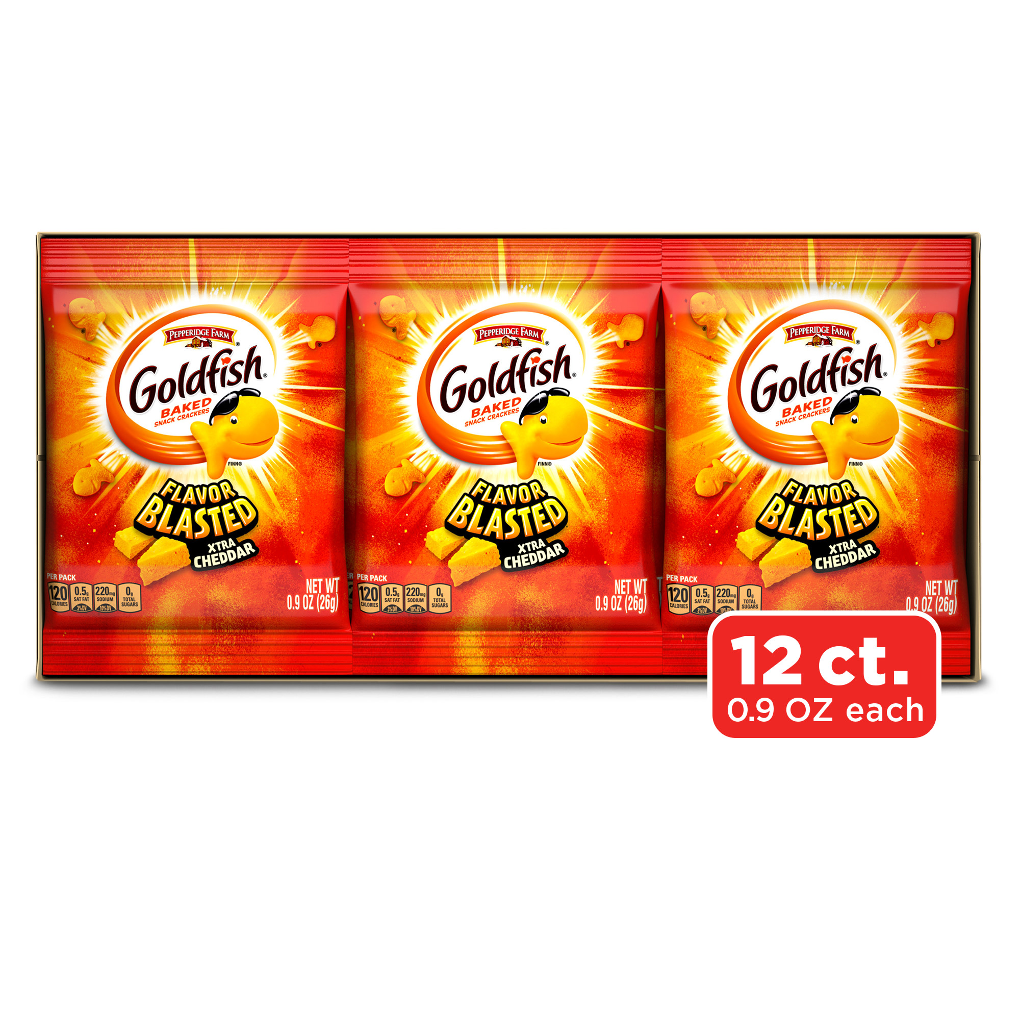 Goldfish Flavor Blasted Crackers, Xtra Cheddar Snack Packs, 12 Count Multipack