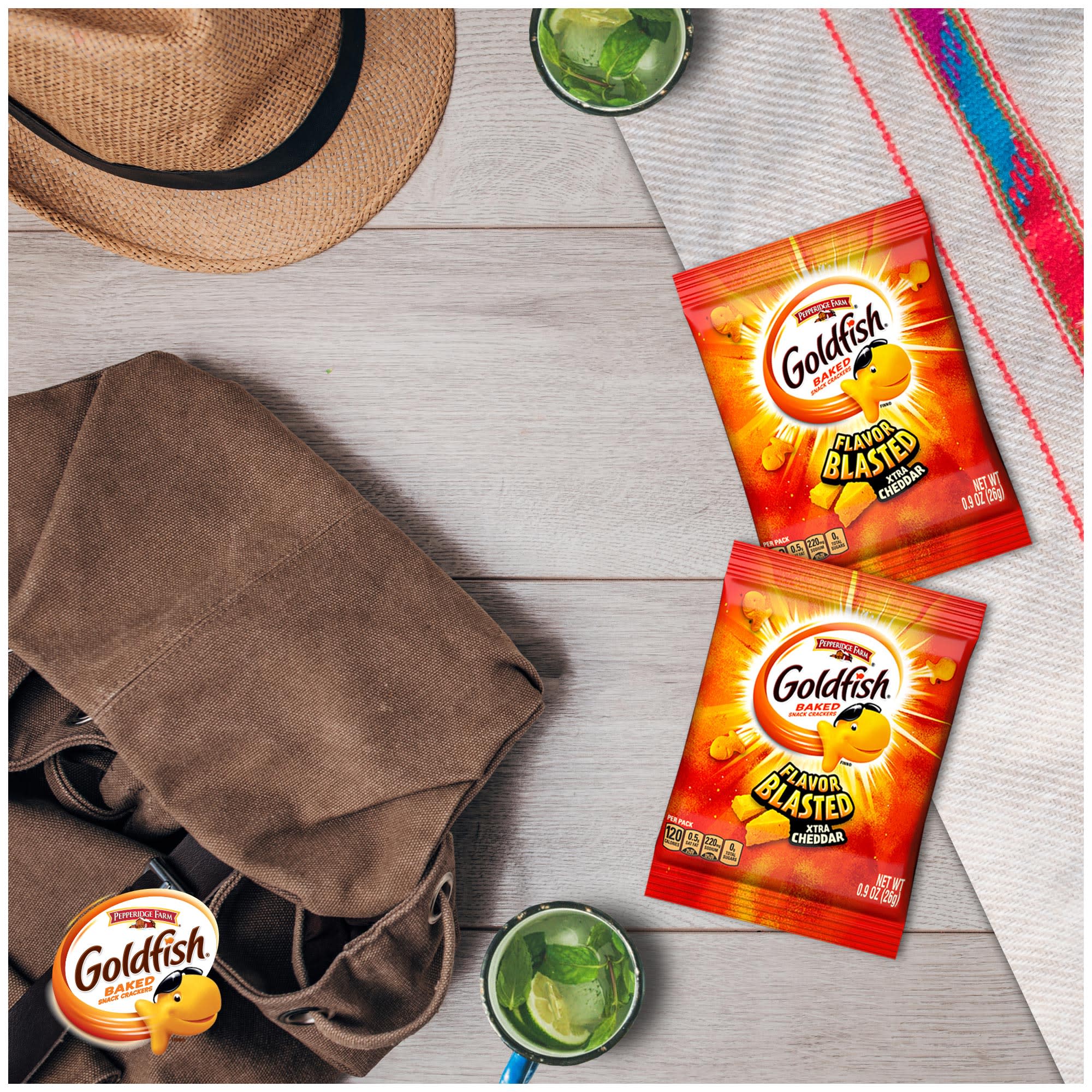 Goldfish Flavor Blasted Crackers, Xtra Cheddar Snack Packs, 12 Count Multipack thumbnail 3