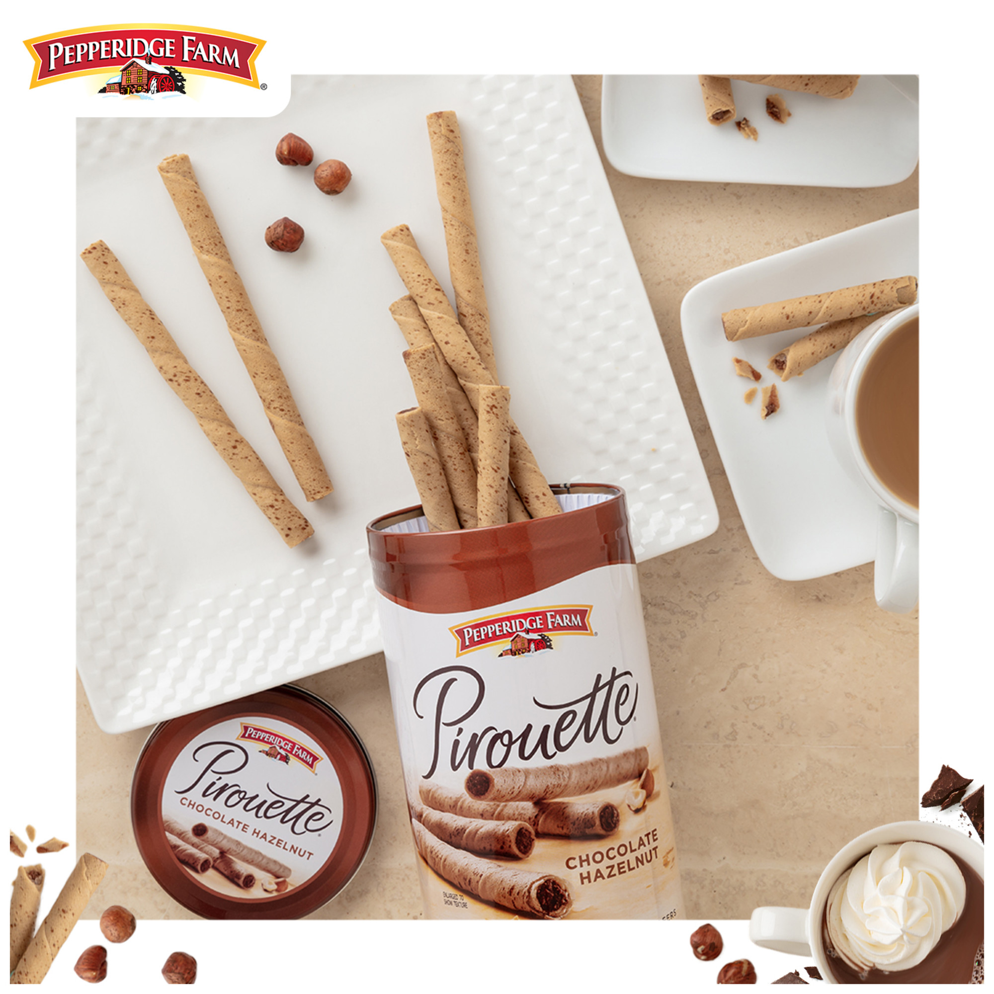 Pepperidge Farm Pirouette Cookies, Chocolate Hazelnut CrÃ©me Filled Wafers, 13.5 oz Tin thumbnail 3