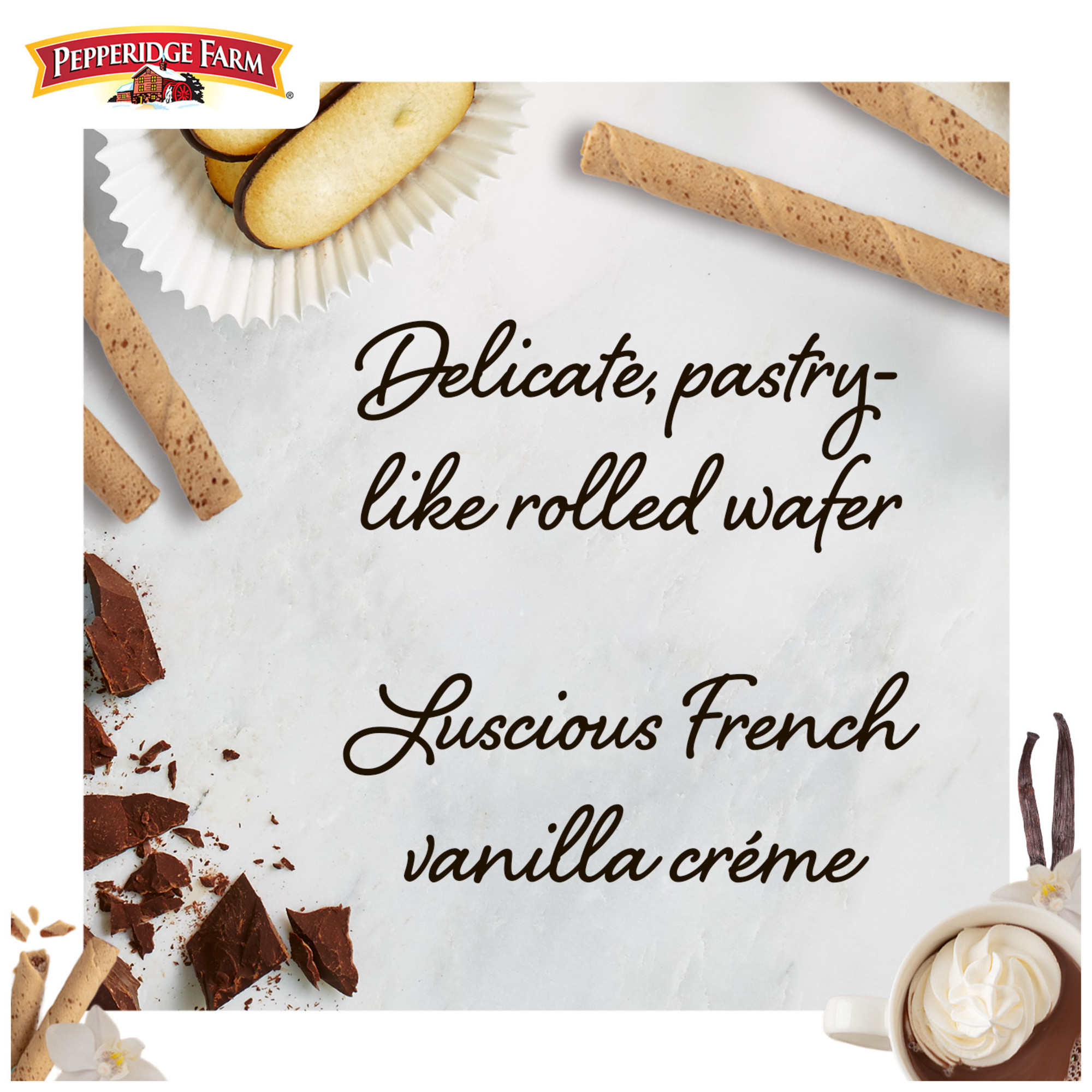 Pepperidge Farm Pirouette Cookies, French Vanilla CrÃ¨me Filled Wafers, 13.5 oz Tin thumbnail 2