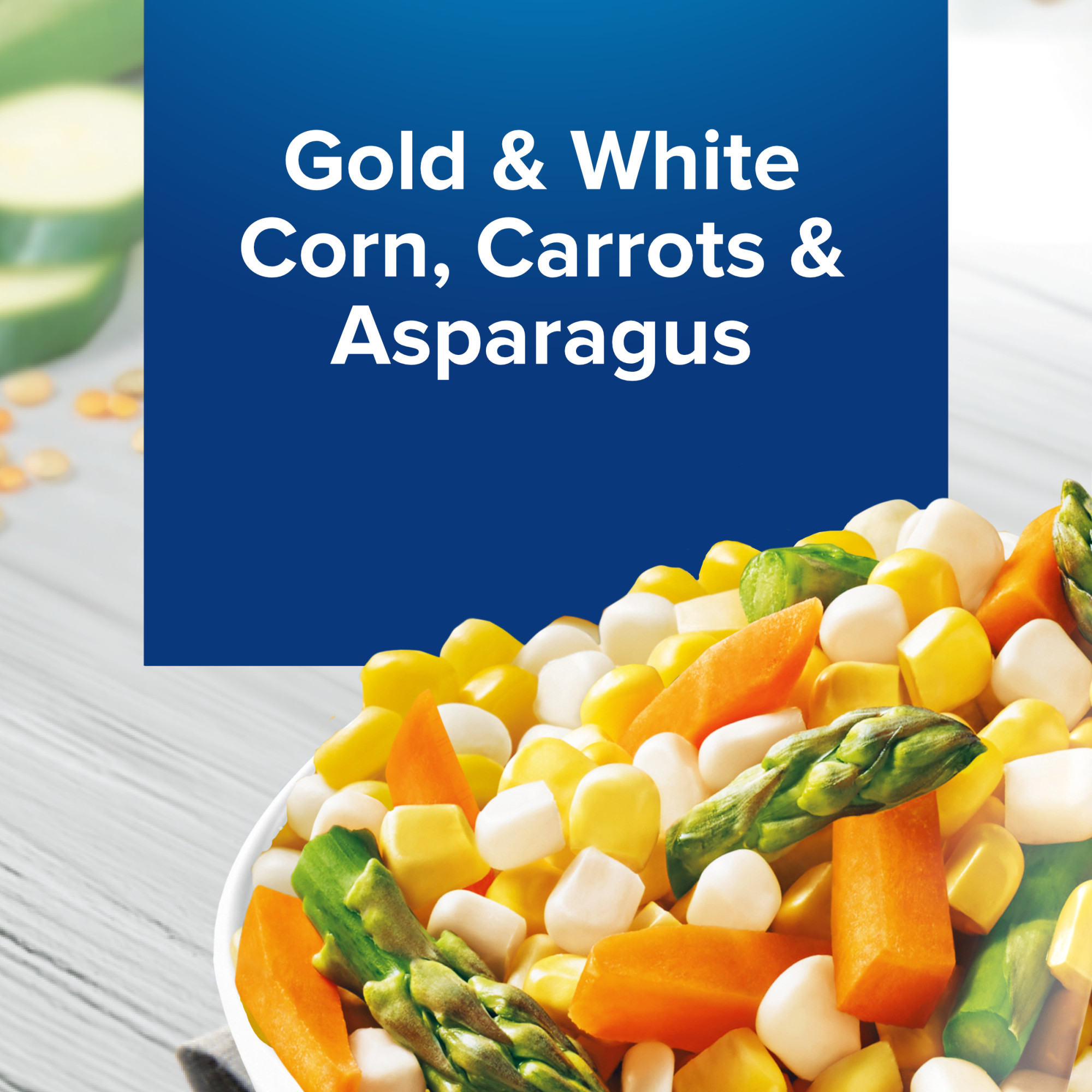 Birds Eye Steamfresh Gold & White Corn, Carrots & Asparagus, Frozen, 10.8 oz thumbnail 2