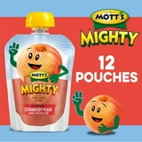 Mott's Mighty Strawberry Peach Applesauce, 3.2 oz, 12 Count Clear Pouches thumbnail 2