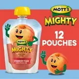 Mott's Mighty Strawberry Peach Applesauce, 3.2 oz, 12 Count Clear Pouches thumbnail 2