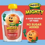 Mott's Mighty Strawberry Peach Applesauce, 3.2 oz, 12 Count Clear Pouches thumbnail 3
