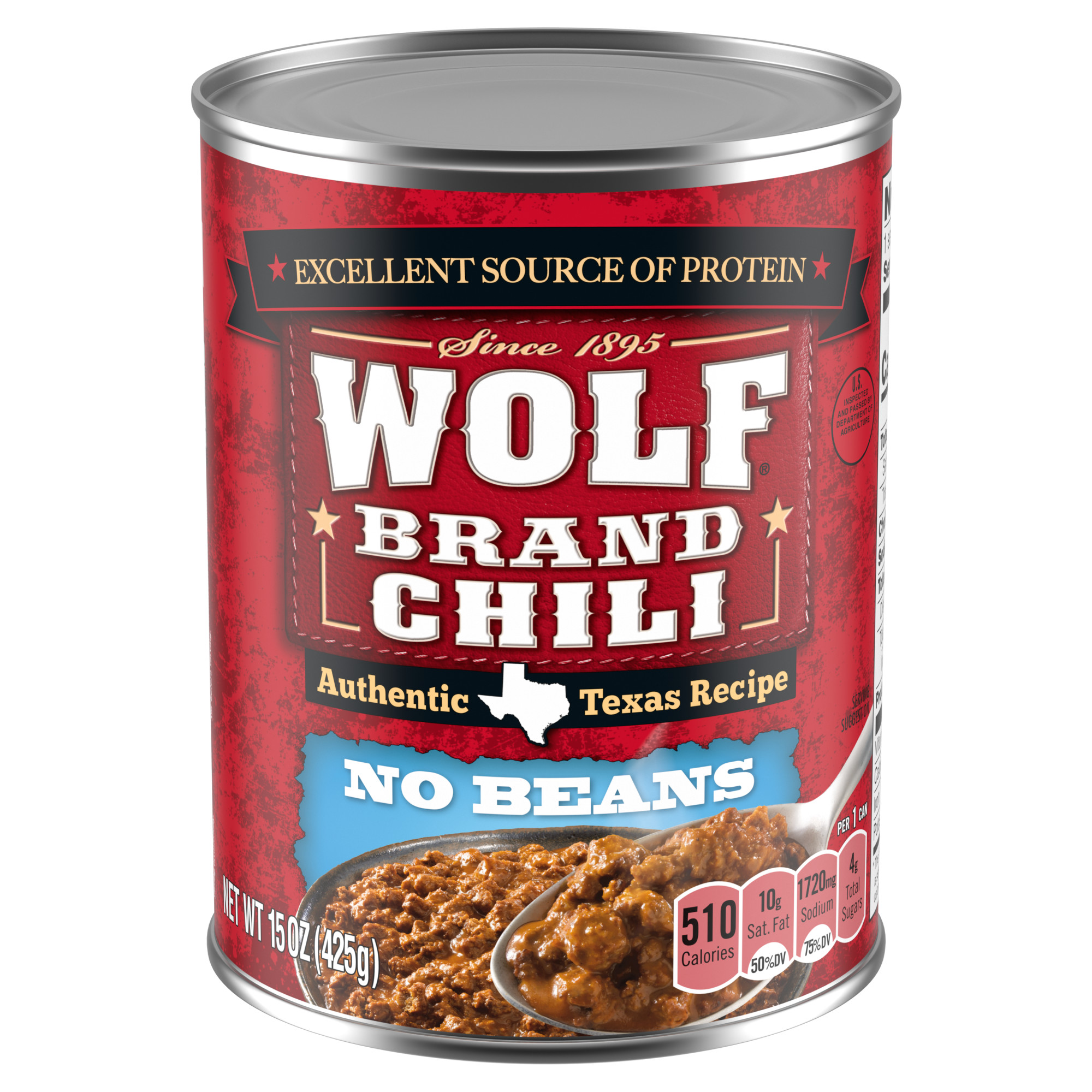 WOLF BRAND Chili No Beans, Chili Without Beans, 15 oz Can