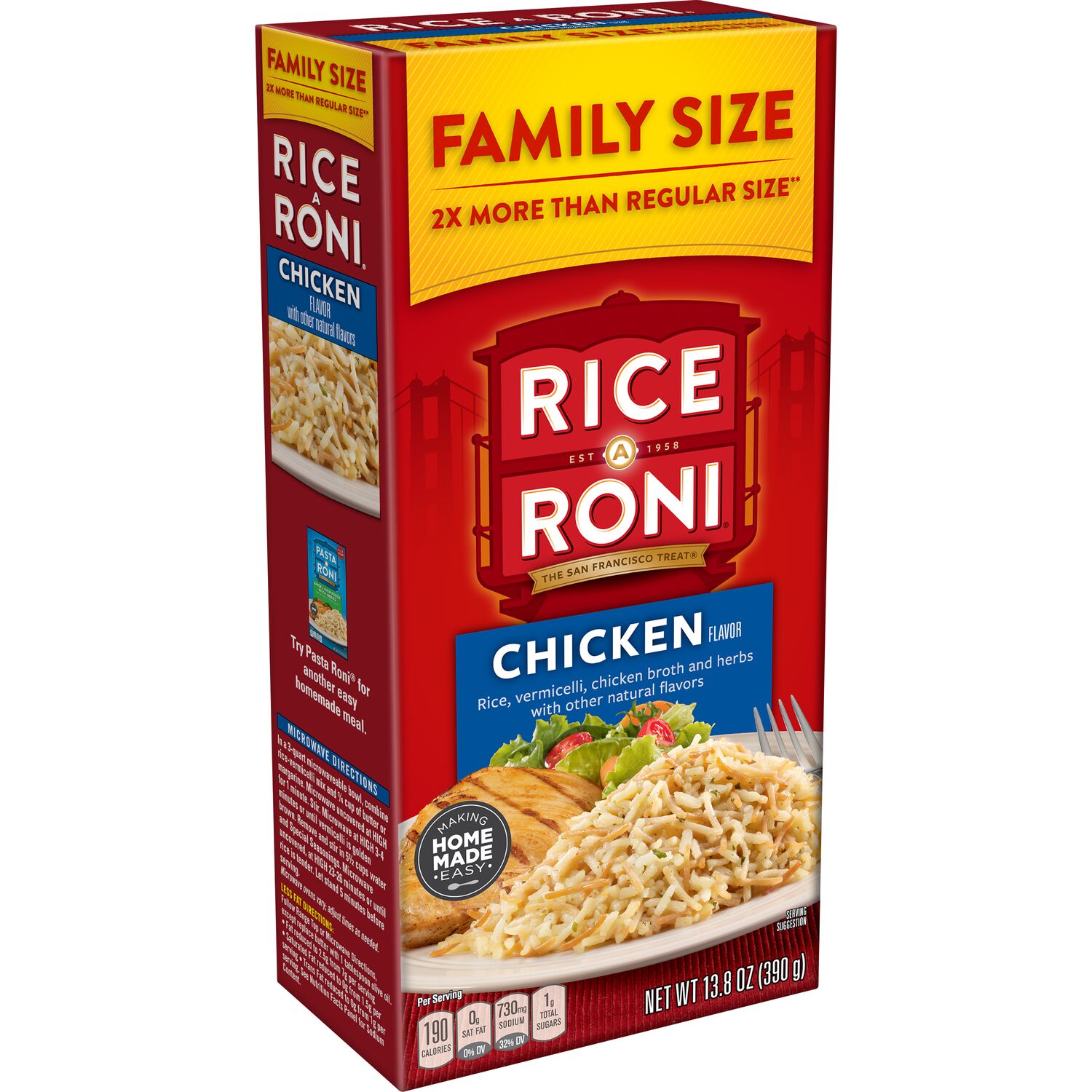 Rice-A-Roni Chicken Rice & Vermicelli Mix Packaged Meal, Family Size, Shelf-stable 13.8 oz Box thumbnail 2