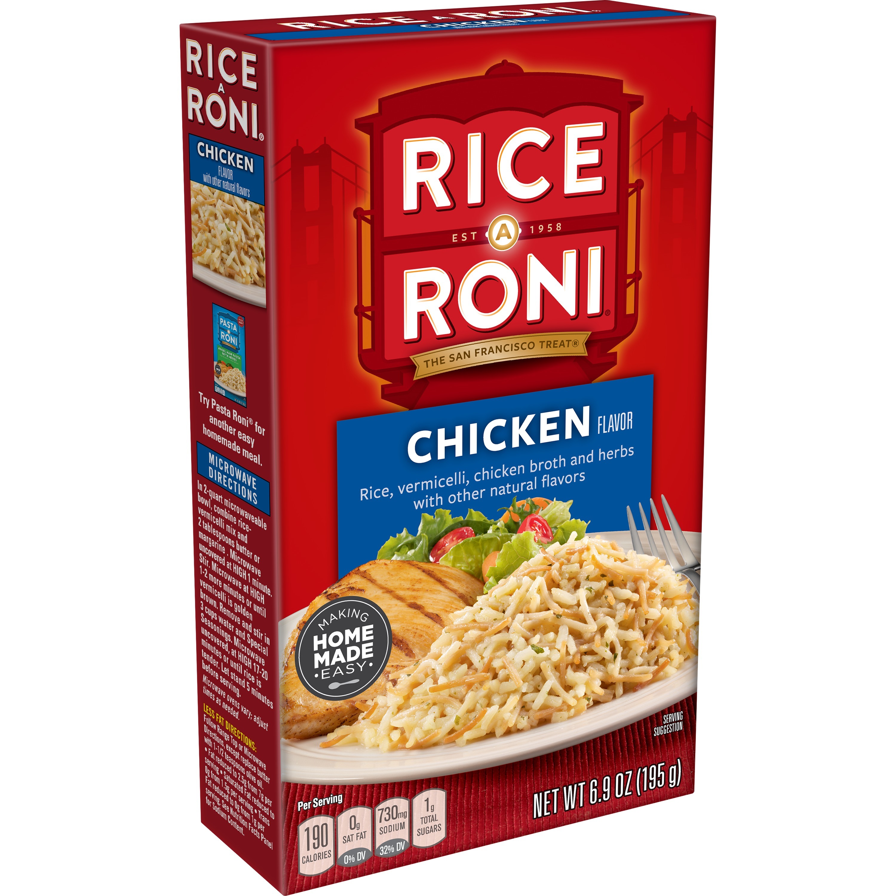 Rice-A-Roni Chicken Broth and Herbs Flavor Rice & Vermicelli Packaged Meal, Shelf-Stable 6.9 oz Box thumbnail 2