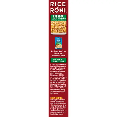 Rice-A-Roni Cheddar Broccoli Flavor Rice, 6.5 oz Cardboard Box, Packaged Meal, Dry Uncooked Rice thumbnail 4